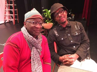 Hollis King and Carl Hancock Rux at The Billie Holiday Theater at a rehearsal for A Walk Into Slavery